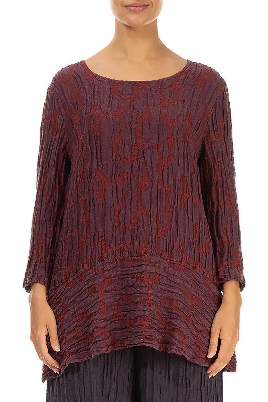 Shop the Hottest Deals!Loose Merlot Circle Silk Linen Tunic