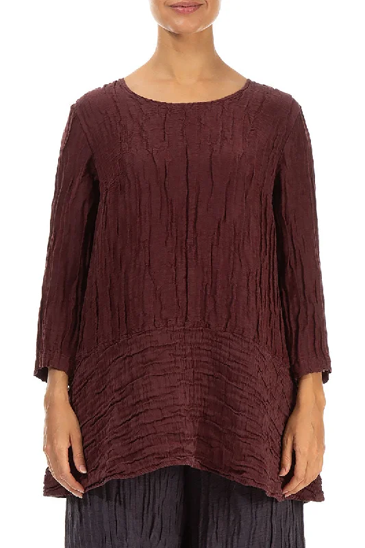Don’t Wait – Deals Won’t Last!Loose Merlot Silk Linen Tunic