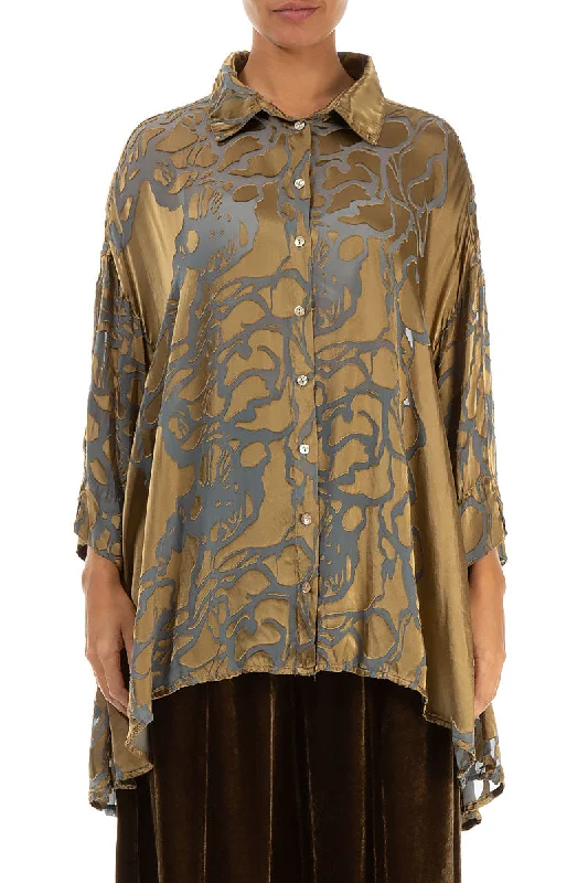 Score Big Savings Today!Loose Roses Silver Sage Silk Shirt