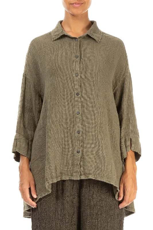 Save More with Every Purchase!Loose Silver Sage Textured Linen Shirt