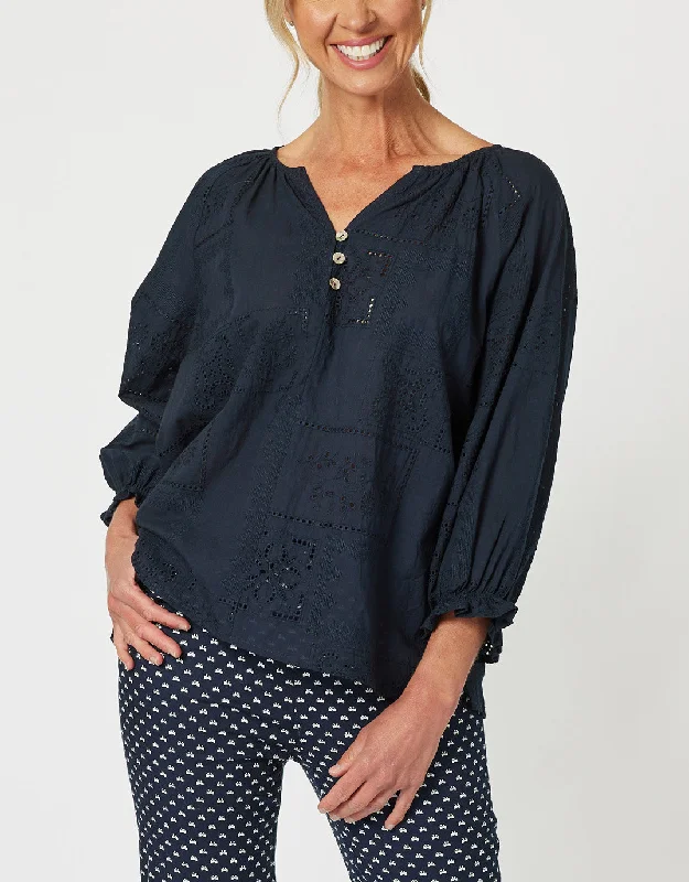 Your Exclusive Offer Awaits!Mila Lace Top - Navy