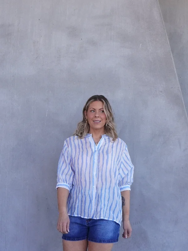 Get More for Less!Mimi Blouse - Light Blue Wave