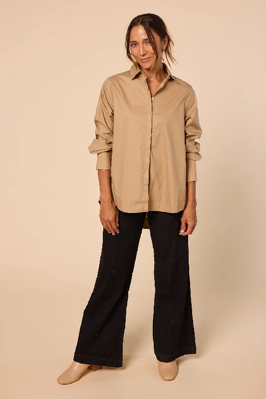 Hurry! While Supplies Last!Oversized Boyfriend Shirt in Camel