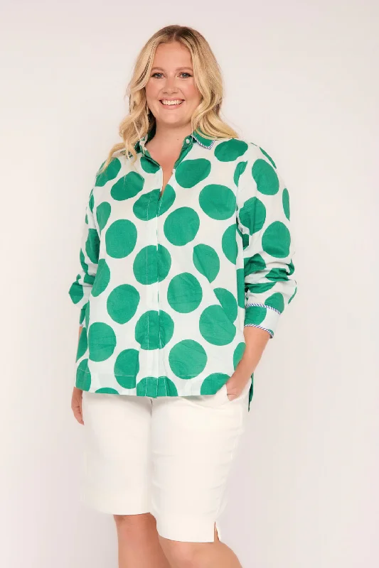 Massive Price Cuts!Oversized Boyfriend Shirt in Polka Fest