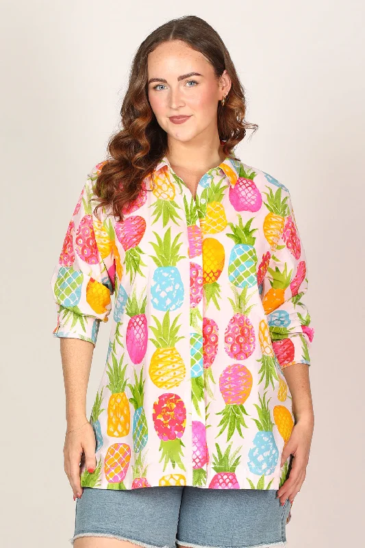 Buy More, Pay Less!Oversized Boyfriend Shirt in Tropical Sunrise