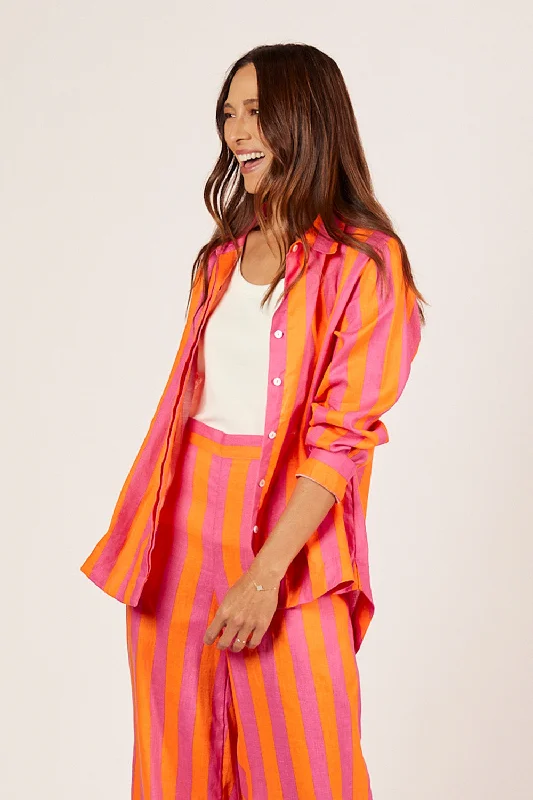 Best Price of the Season!Oversized Linen Boyfriend Shirt in Afterglow