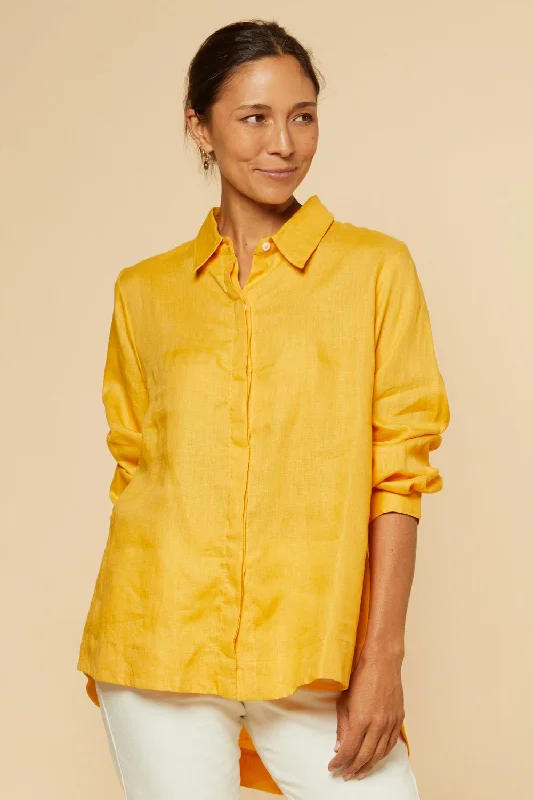 The Best Deals Won’t Wait!Oversized Linen Boyfriend Shirt in Golden Hour