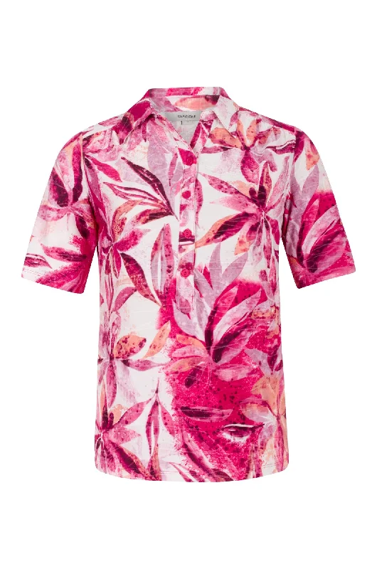 The Best Offers Are Here!Polyester blend Polo Top | CERISE FLOWER | 9122A1