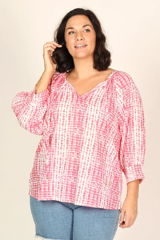 The Sale You’ve Been Waiting For!Robin Peasant Top in Shibori Pink