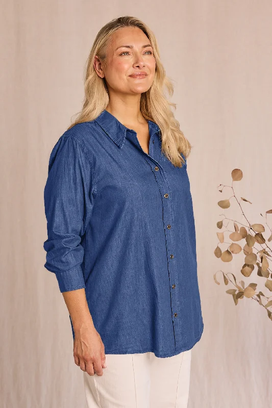 Crazy Discounts Inside!Sam Chambray Shirt in Mid Wash