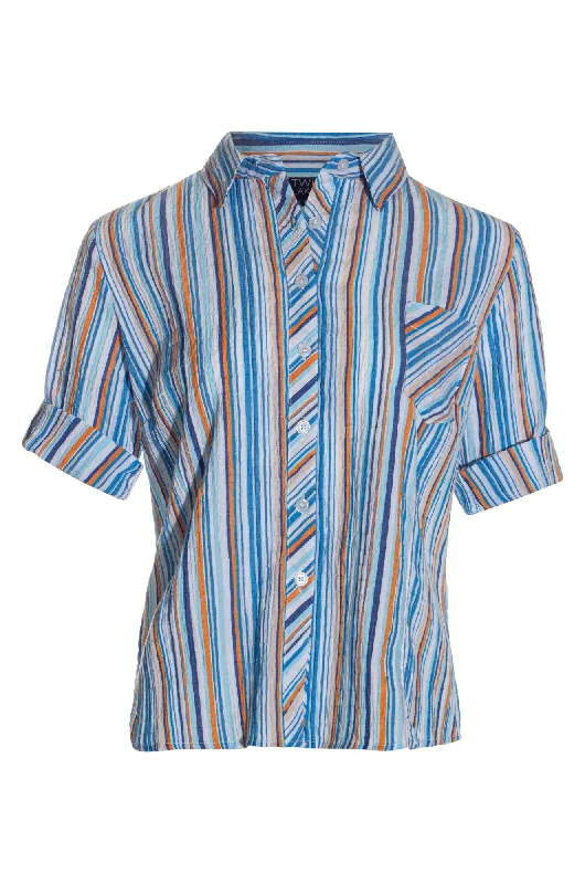 Act Fast – Limited Time Savings!Seersucker Shirt | Blue/Orange/Taupe | 6711AR