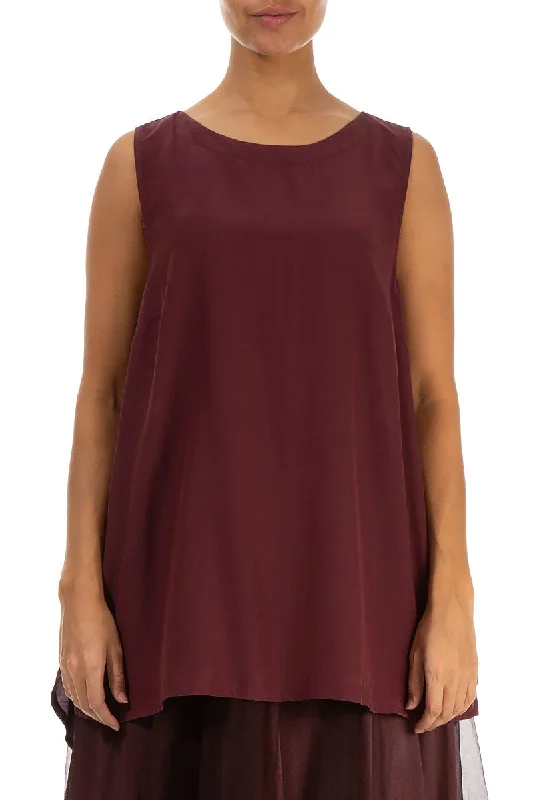 Hurry, Sale Ends Soon!Sleeveless Merlot Silk Bamboo Top