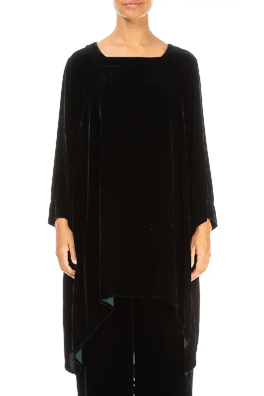 Shop the Hottest Deals!Square Neck Emerald Silk Velvet Tunic