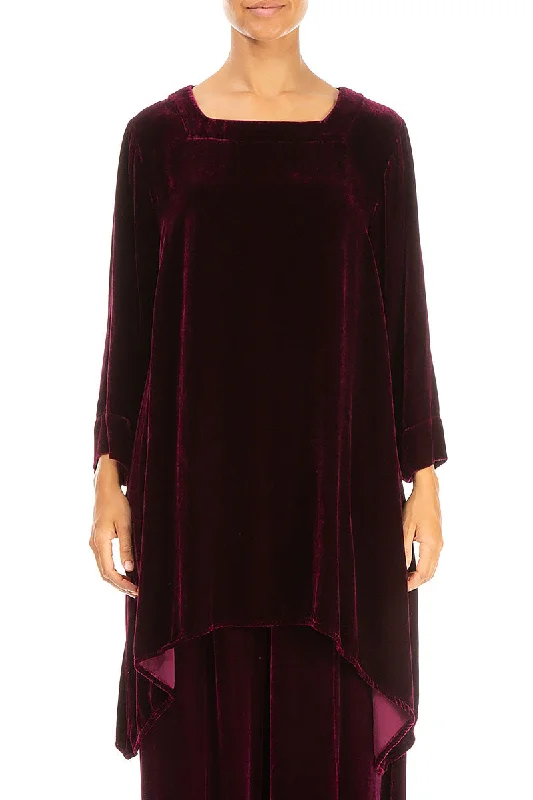 Don’t Wait – Deals Won’t Last!Square Neck Magenta Silk Velvet Tunic