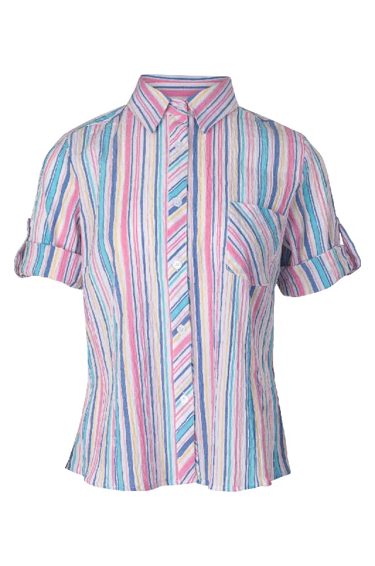 Save More When You Shop More!Stripe Seersucker Shirt | Pinks Indigo | 6711A1