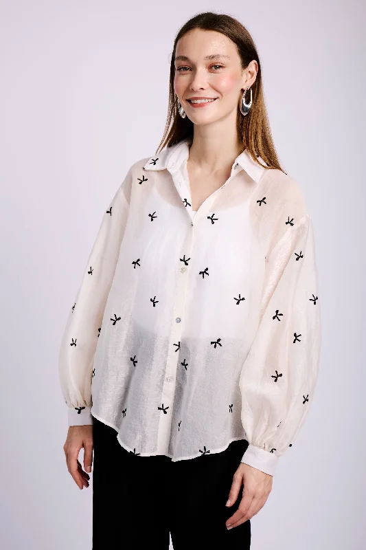 Lowest Prices Guaranteed!The Bellow Sleeve Shirt in Black Bow