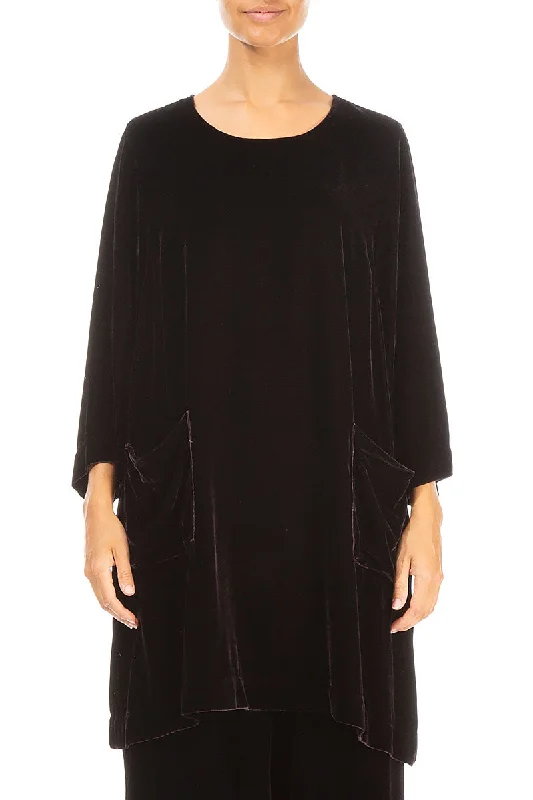 Buy One, Get One Free!Two Pockets Vintage Violet Silk Velvet Tunic